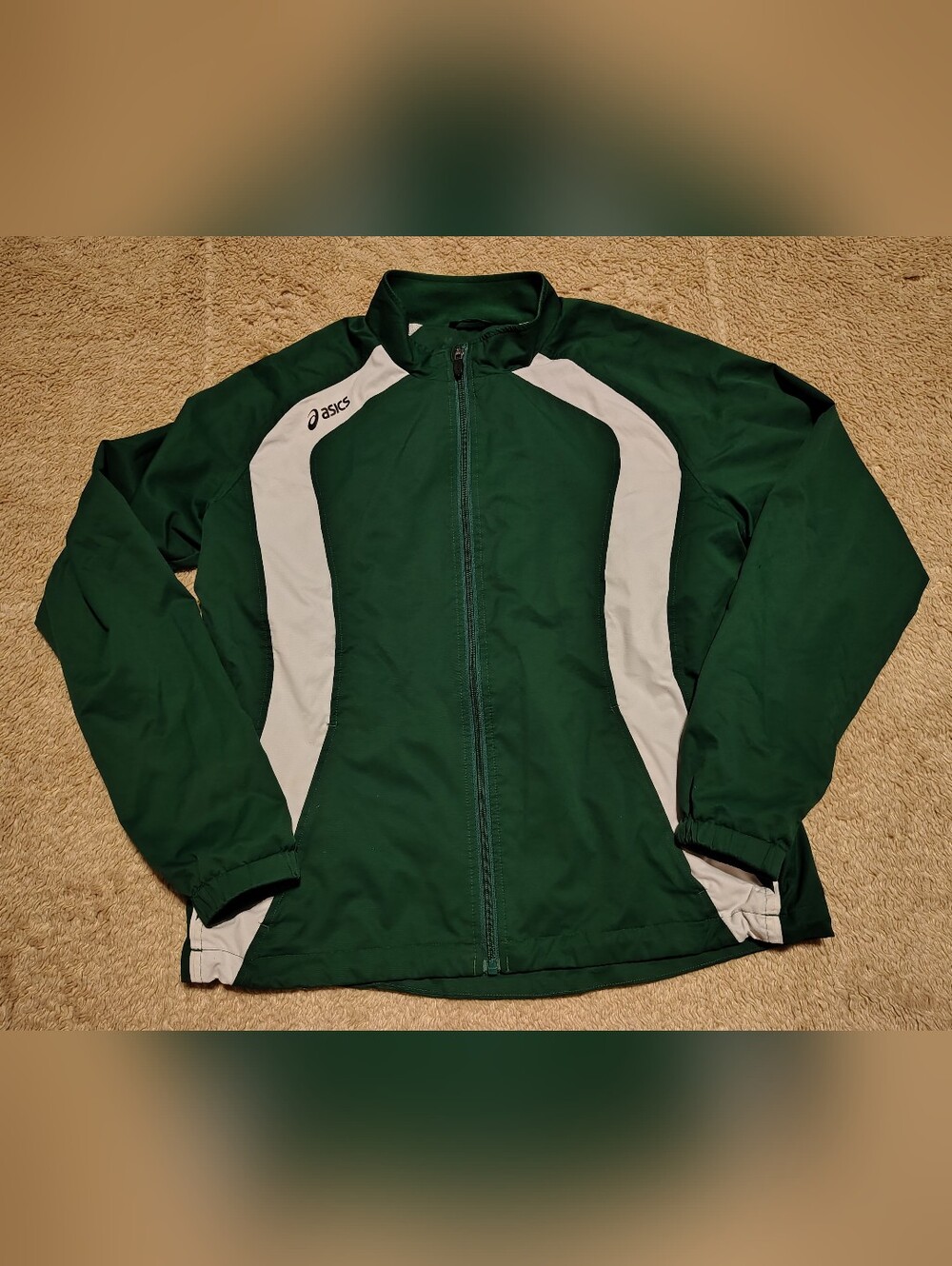 ASICS Michigan State Green White Windbreaker Rain Jacket Full Zip Men's Size Sm